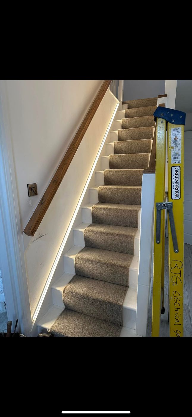 Stairwell downlights at night