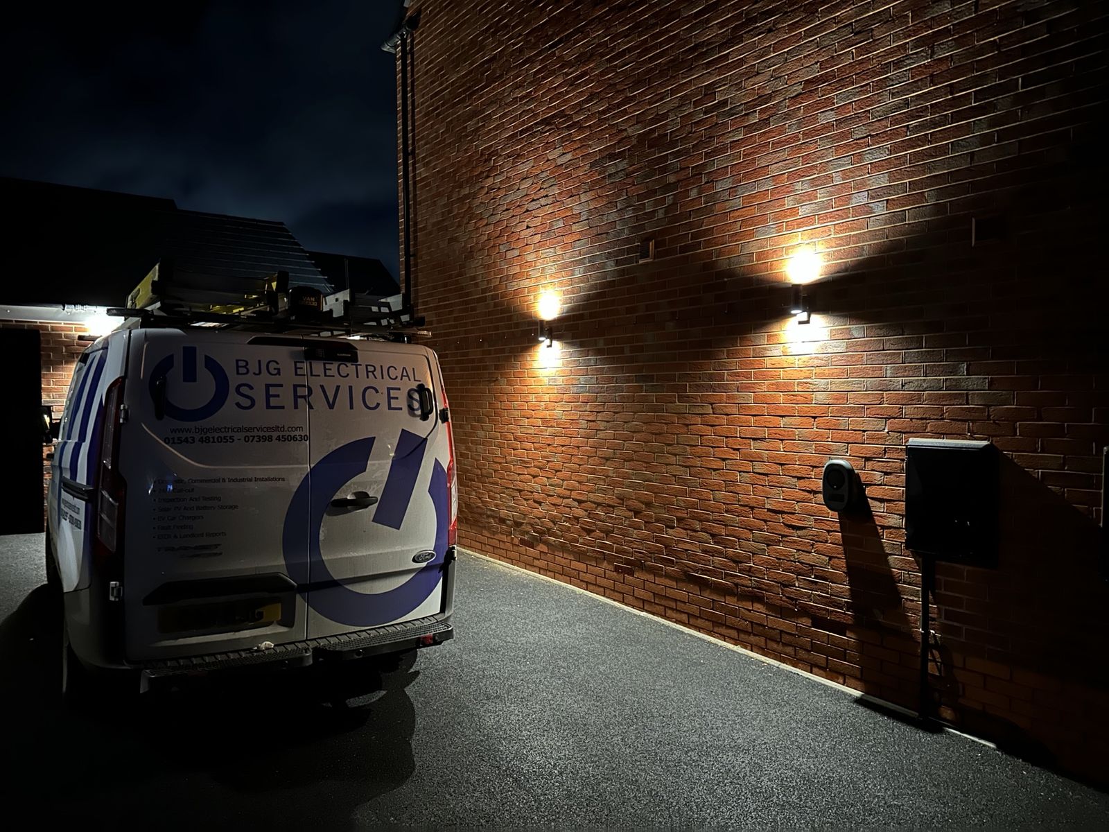 Exterior wall lights — BJG van on site