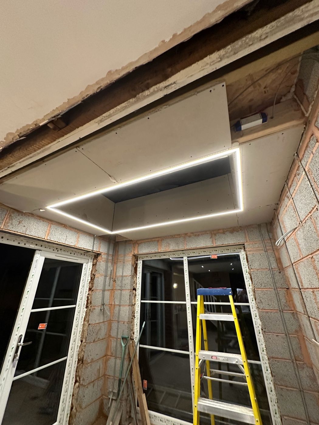 Recessed LED border around window reveal